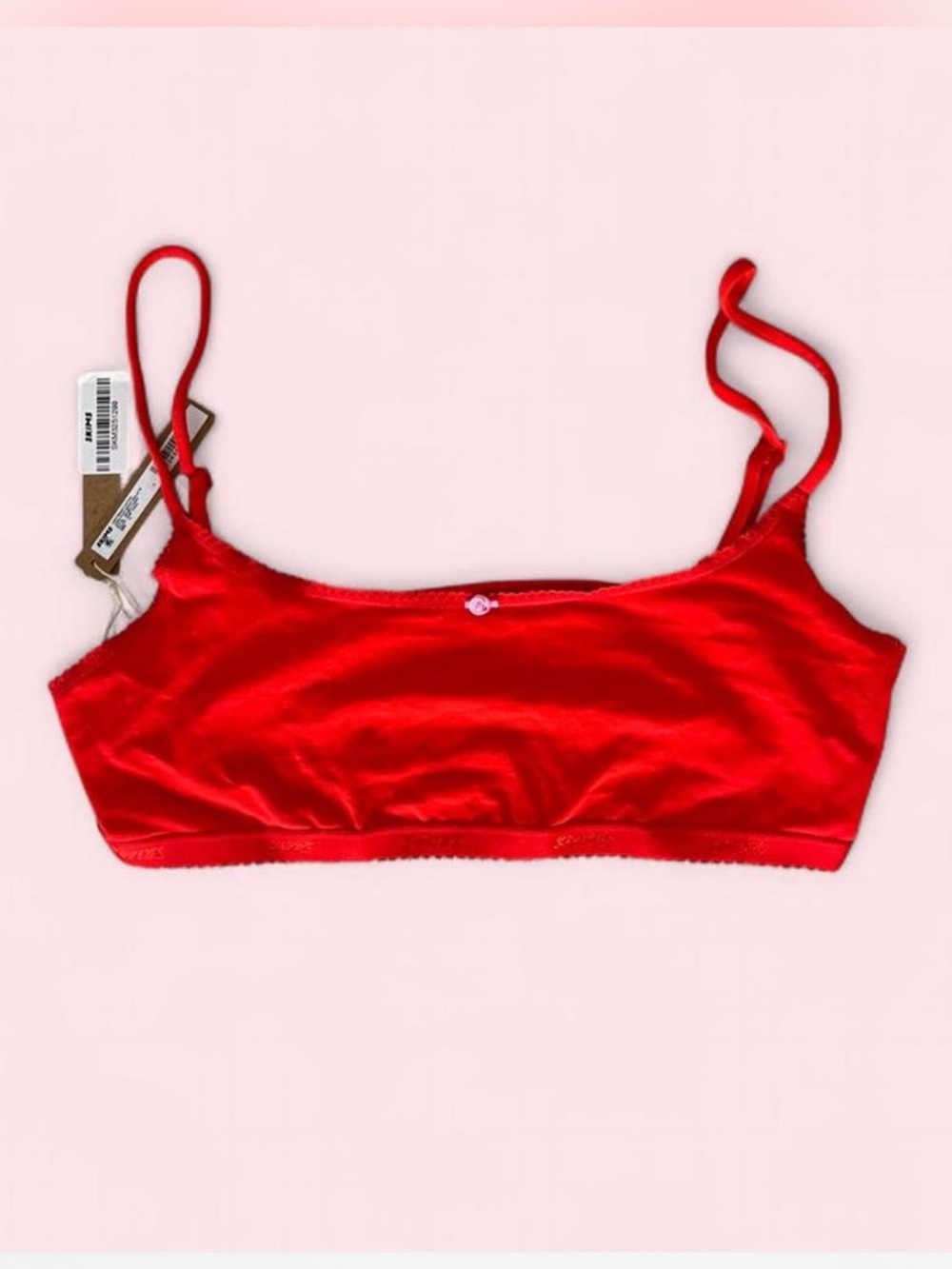 SKIMS Red Satin Bralette with Adjustable Straps